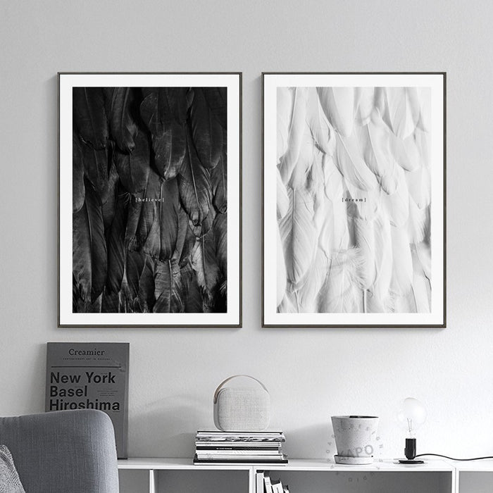 Creative Black and White Leather - Canvas Wall Art Painting