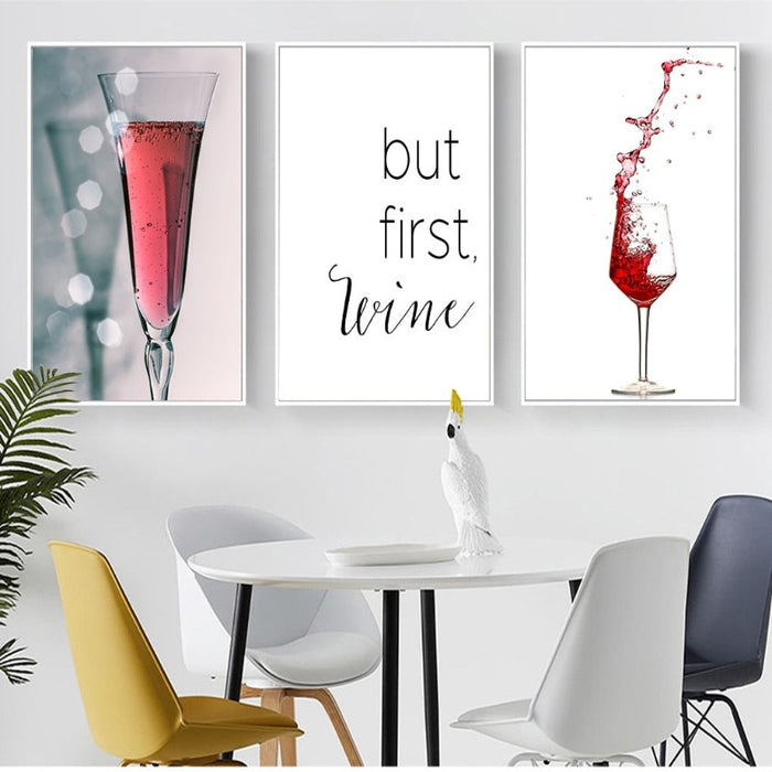 But First Wine Red Wine - Canvas Wall Art Painting