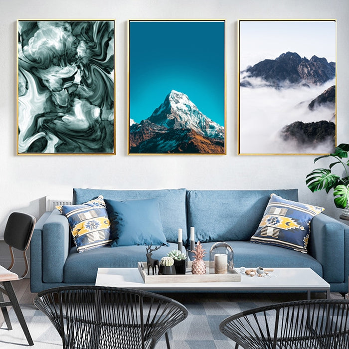 Modern Nordic Mountain Scenery - Canvas Wall Art Painting