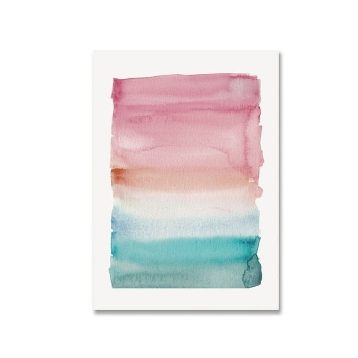 Abstract Watercolor Pink Blue - Canvas Wall Art Painting