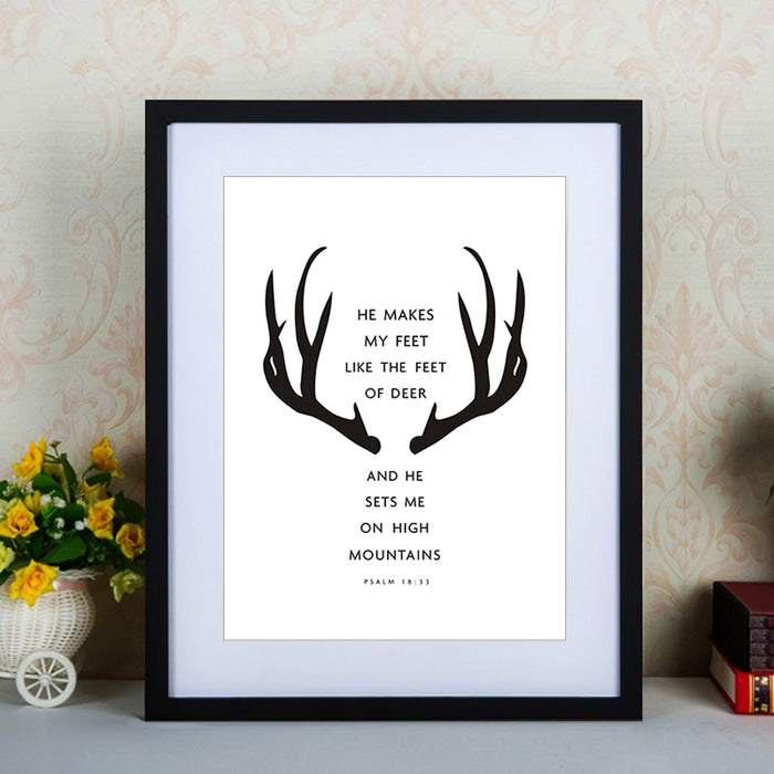 Minimalist Black And White Antlers Inspiring - Canvas Wall Art Painting