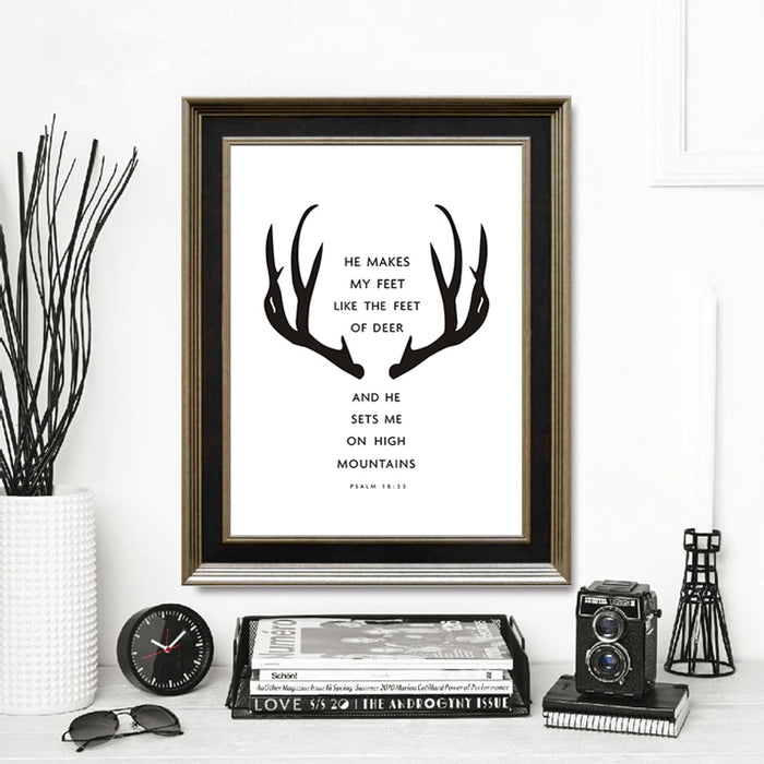 Minimalist Black And White Antlers Inspiring - Canvas Wall Art Painting