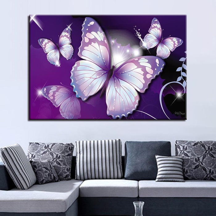 HD Purple Butterflies - Canvas Wall Art Painting