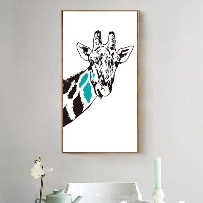 Minimalist Animals Giraffe Tie Nordic Poster - Canvas Wall Art Painting