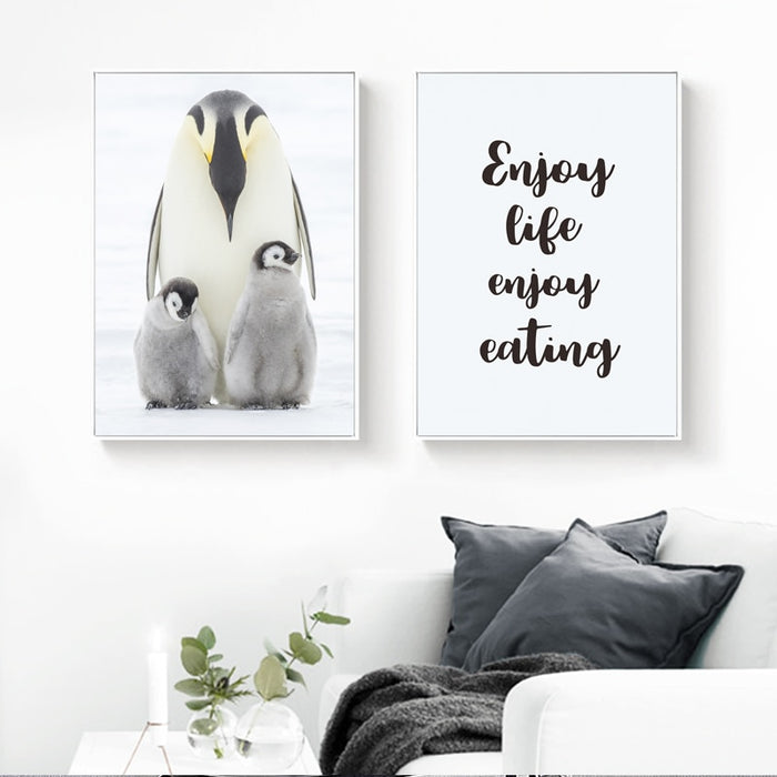 Warm Penguin Family - Canvas Wall Art Painting