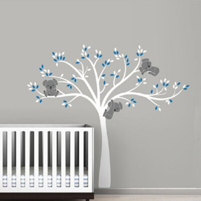Koala Family on White Tree Branch - Removable Wall Decal