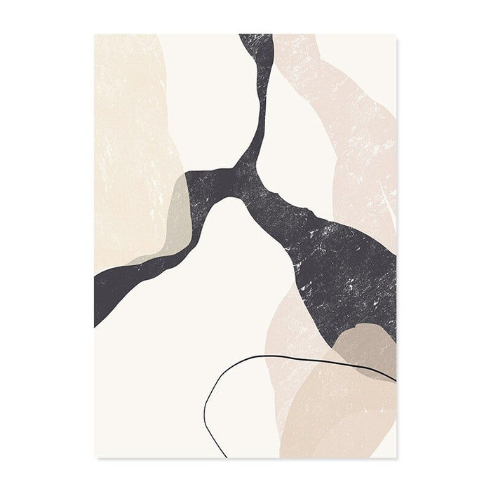 Abstract Beige Marble Geometric Shapes - Canvas Wall Art Print