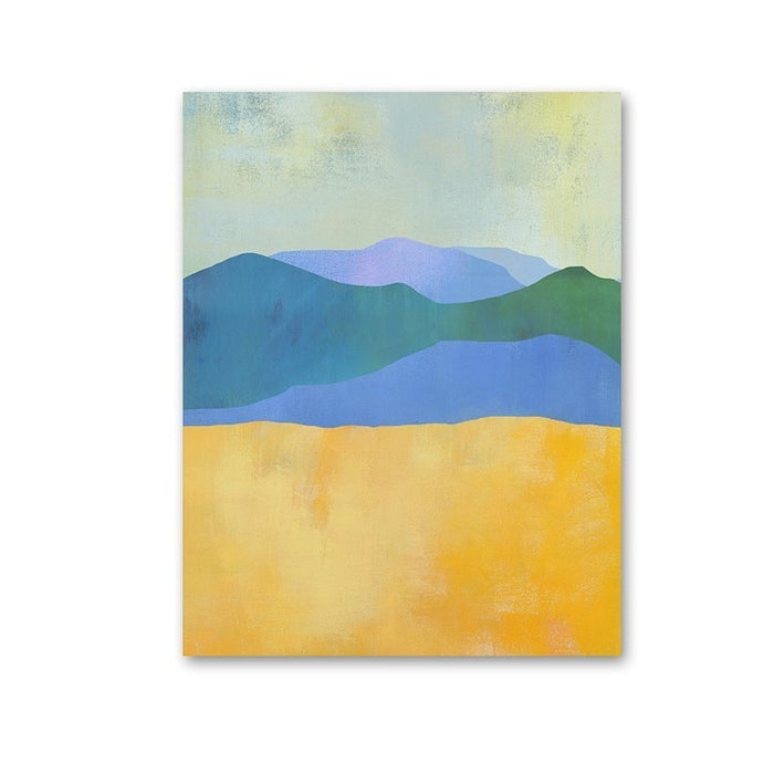 Abstract Blue Yellow Watercolor Horizon - Canvas Wall Art Print