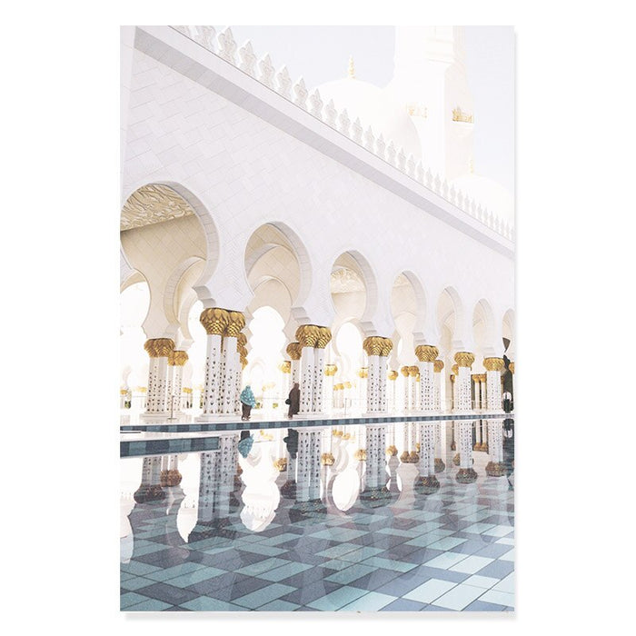 Beautiful White & Gold Mosque Arch - Canvas Wall Art Print