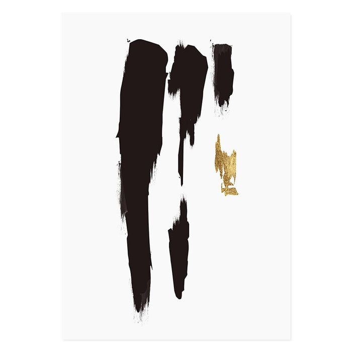 Abstract Black & Gold Brush Stroke - Canvas Wall Art Print