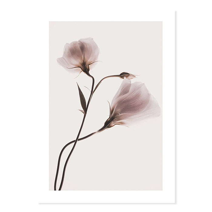 Abstract Pink Floral Silhouette At Dusk  - Canvas Wall Art Print