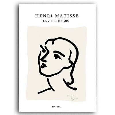 Vintage European Matisse Line Figure - Canvas Wall Art Print