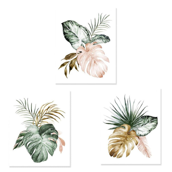 Tropical Botanical Green Leaves - Canvas Wall Art Print