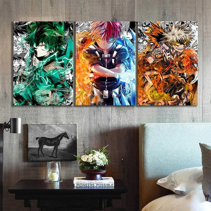 My Hero Academia Anime- 3 Pieces Canvas Wall Art Modular Pictures Posters