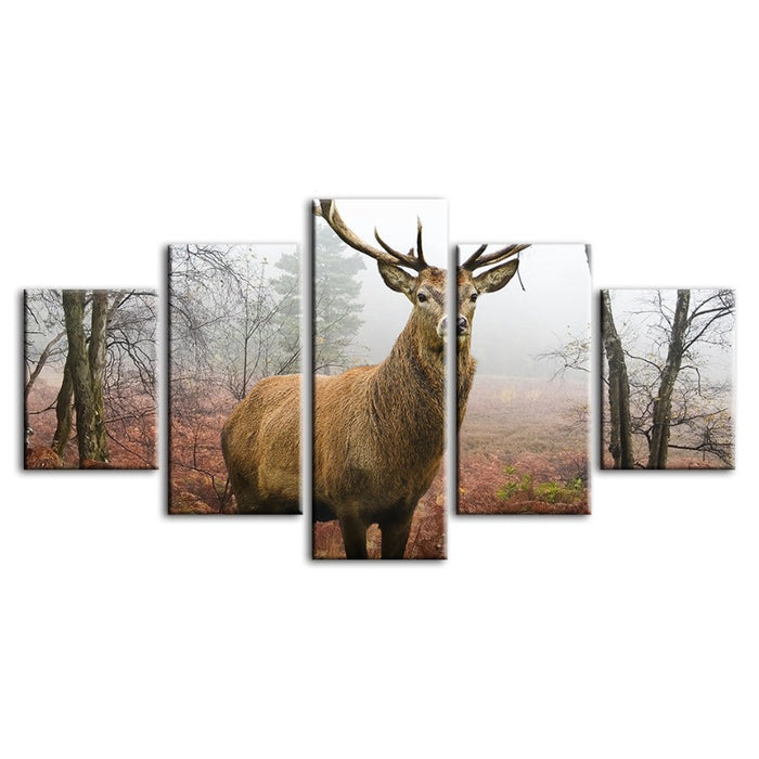 5 Piece Misty Fall Deer - Canvas Wall Art Paintings