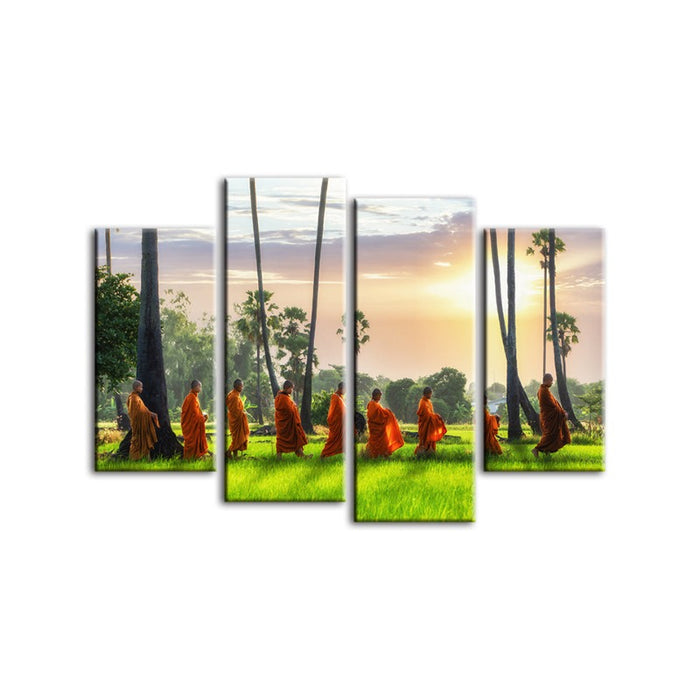 4 Piece Relaxing Monks- Canvas Wall Art Painting
