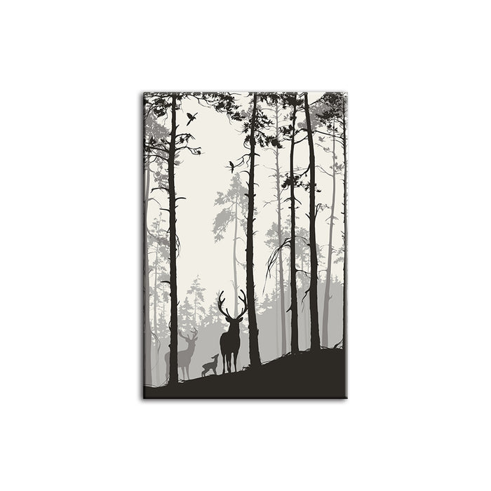 Silhouette Deer Family - Canvas Wall Art Painting