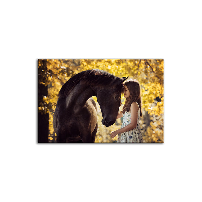 Friendship Between a Girl and Horse - Canvas Wall Art Painting