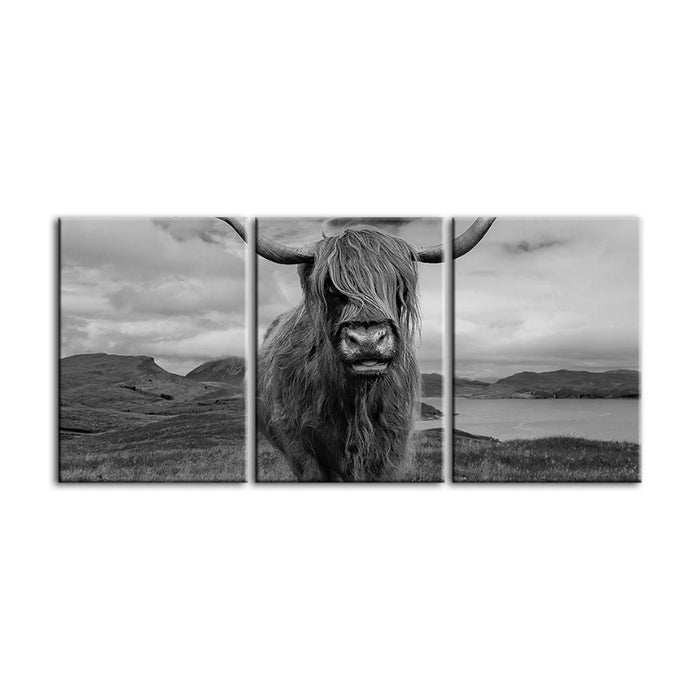 Black and White Cow-Canvas Wall Art Painting 3 Pieces