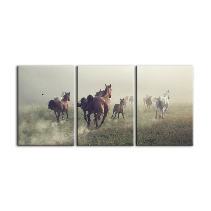 Running Horses-Canvas Wall Art Painting 3 Pieces