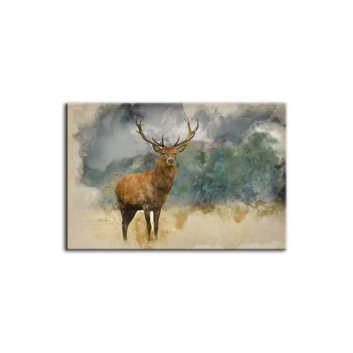 Watercolor Plains Deer - Canvas Wall Art Painting