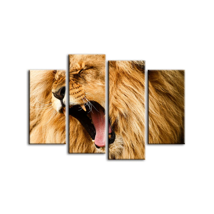 4 Piece Enraged Lion's Roar - Canvas Wall Art Painting